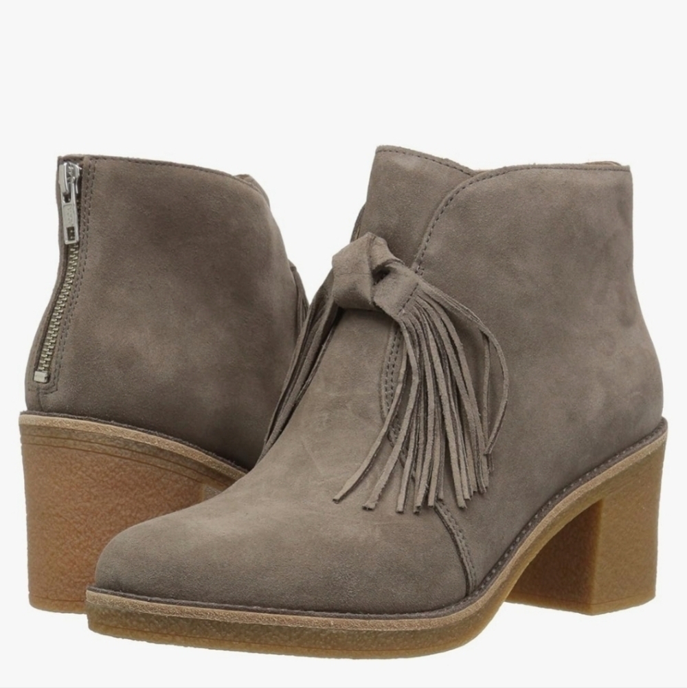 Ugg Corin slip on ankle boots heels tan suede sz 7.5